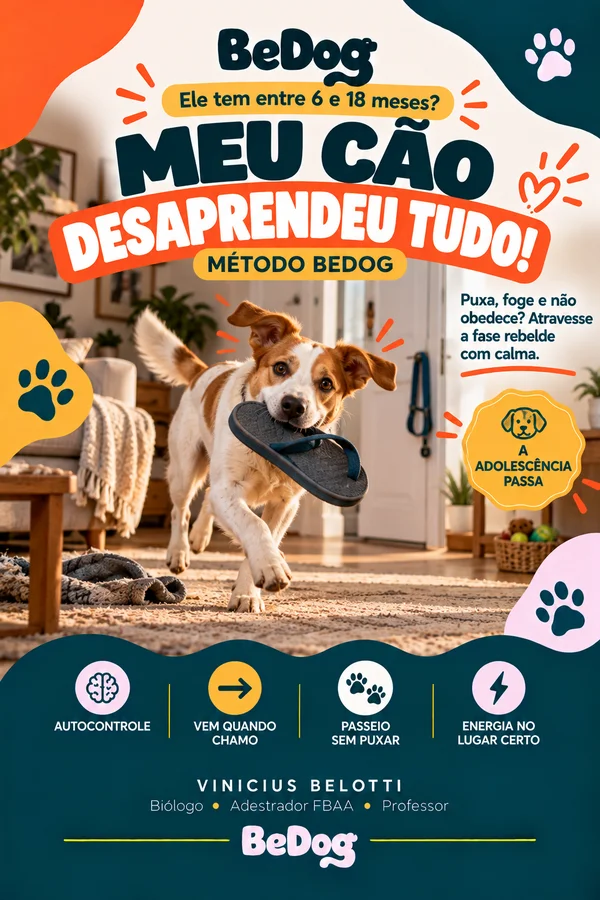 Capa do curso Meu Cão Desaprendeu Tudo! — Método BeDog