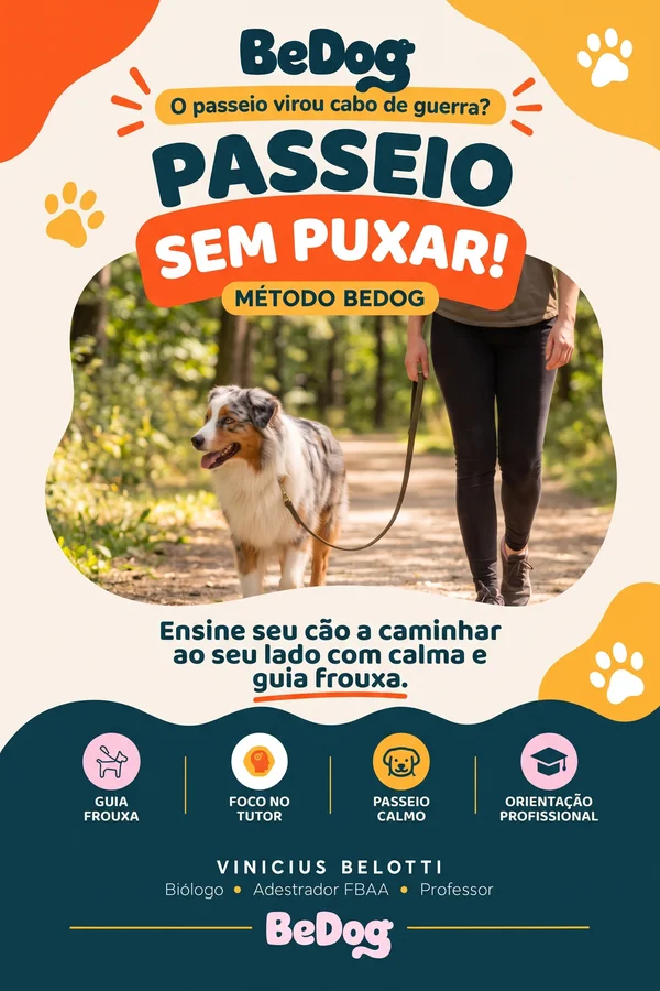 Capa do curso Passeio sem Puxar — Método BeDog